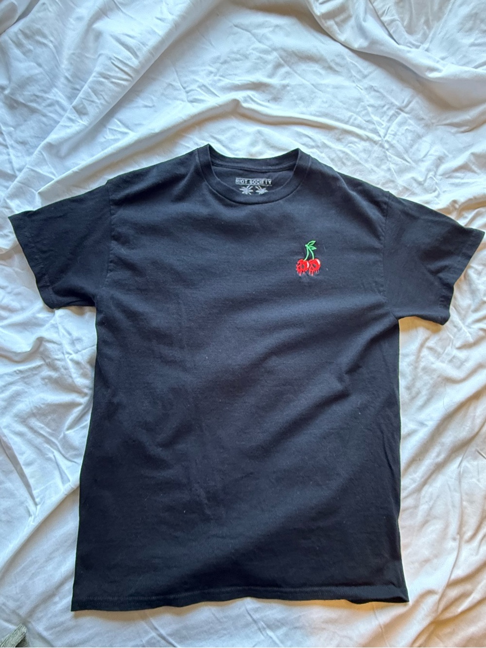 Riot Society Men's Cherry Skull Drip Embroidered T-Shirt